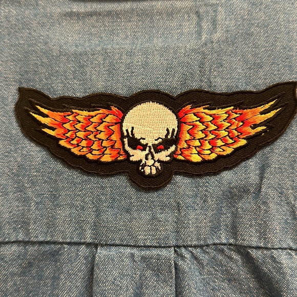 Tater Red's Lucky Mojos & Voodoo Denim Shirt with Patches - XL - Picture 3 of 11